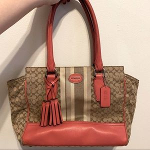 Coach Purse-Orange and Tan Signature